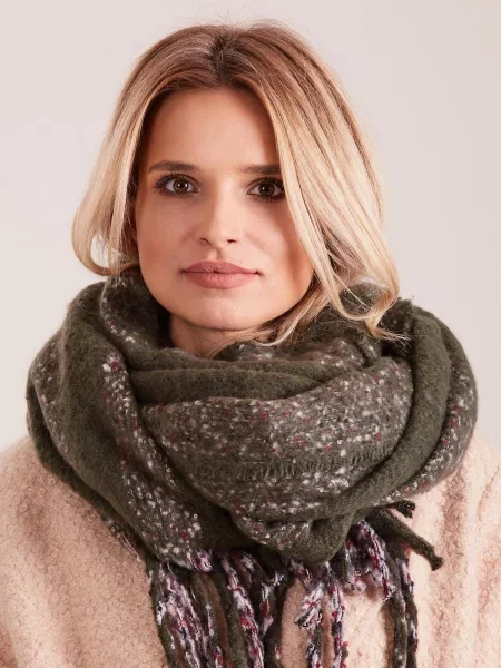 Fular Fashionhunters cu franjuri cu dungi verde