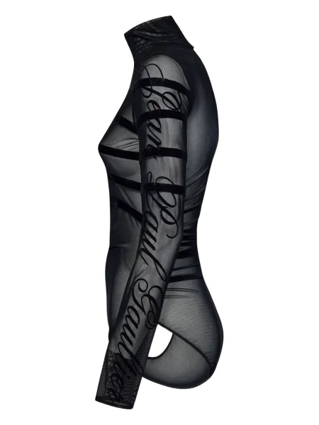 Body Jean Paul Gaultier cu dungi plasă negru
