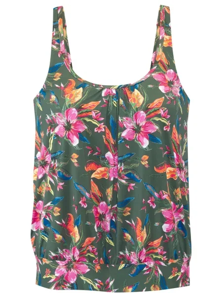 LASCANA Tankini top / oliv / portocaliu neon / roz deschis albastru