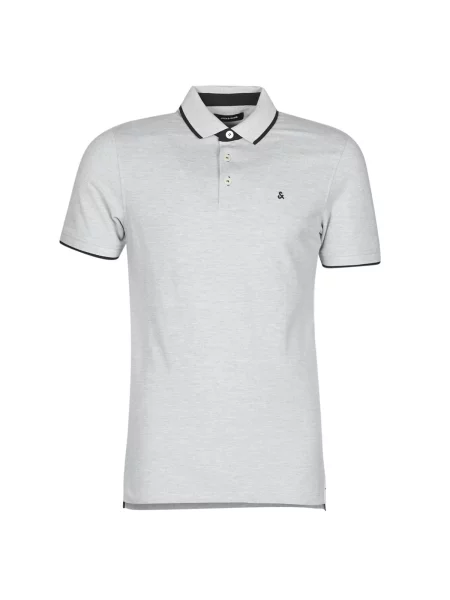 JACK & JONES Majica Paulos svijetlosiva / crna siva