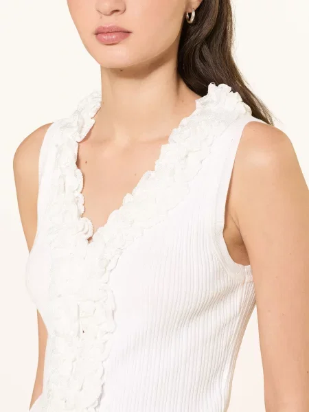 Claudie Pierlot Sweter Z Falbanami weiss biały