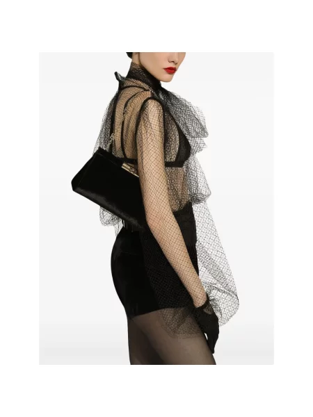 Lniana torebka Dolce And Gabbana czarna