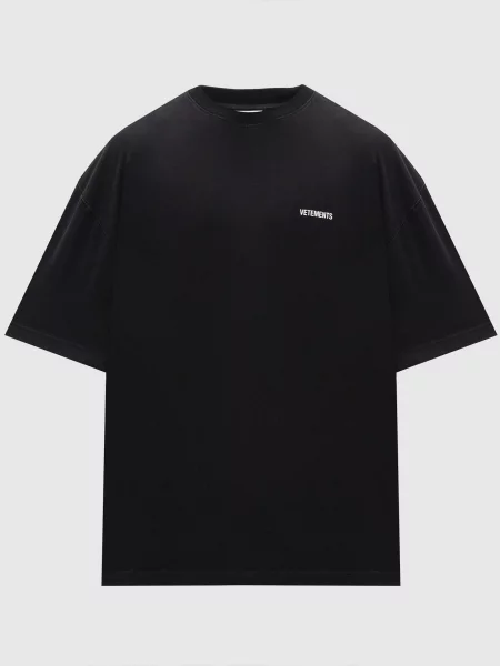 Футболка з контрастним принтом логотипа Vetements чорна