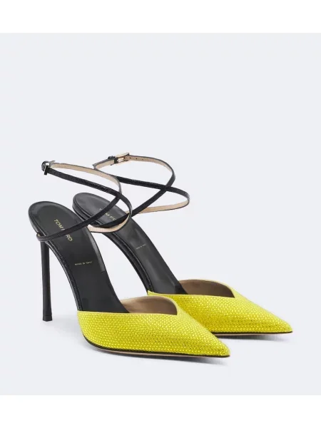 Pantofi cu toc Tom Ford din piele slingback galben