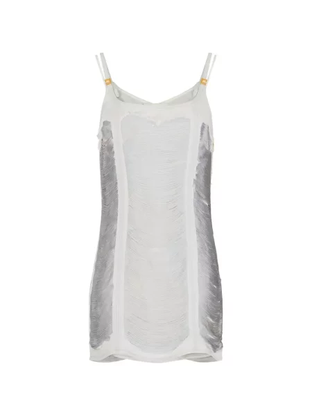 Костюм презрамки мини рокля Elisabetta Franchi с ресни бяло