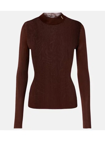 Pulover Saint Laurent de mătase maro