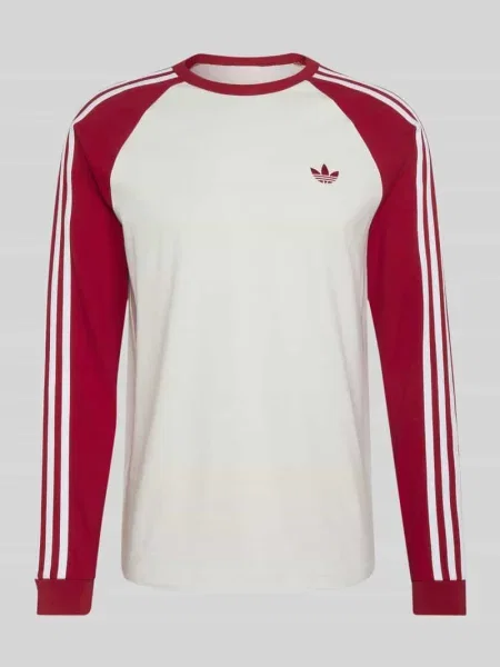 Bluzka z długim rękawem w kroju regular fit z czystej bawełny z wyhaftowanym logo Adidas Originals biała
