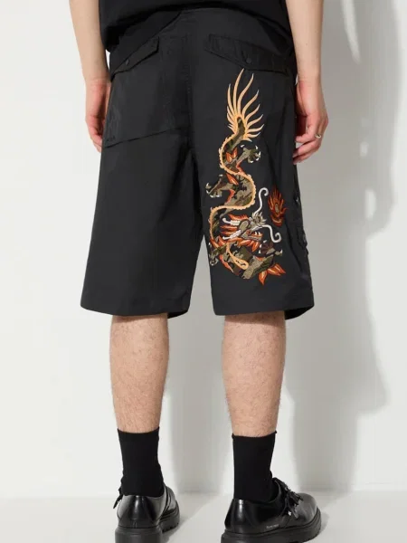 Maharishi pantaloni scurti Original Dragon Loose Snoshorts negru