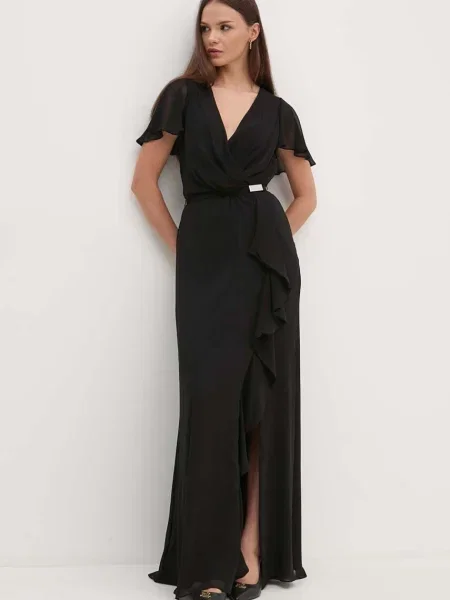 Haljina Lauren Ralph Lauren maxi širi se prema dolje crna