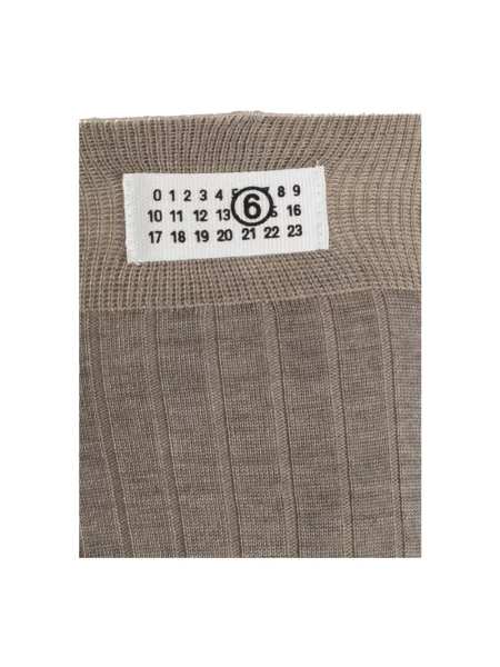 Skarpety Mm6 Maison Margiela wełniane z logo beżowe