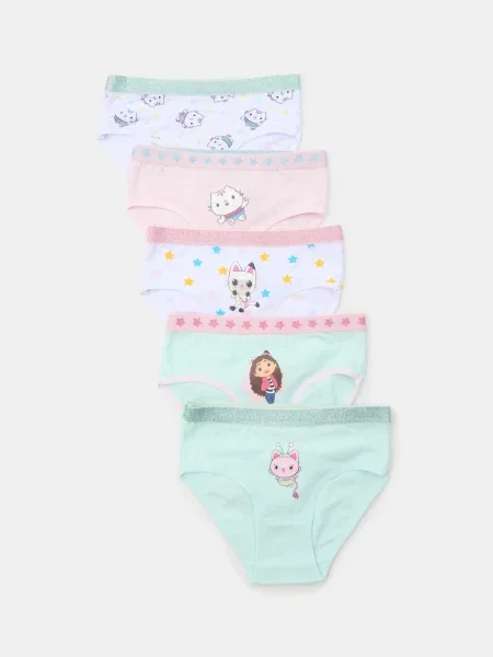 Sinsay kalhotky s třpytivou gumou a potiskem 5 pack Gabby's Dollhouse krémová