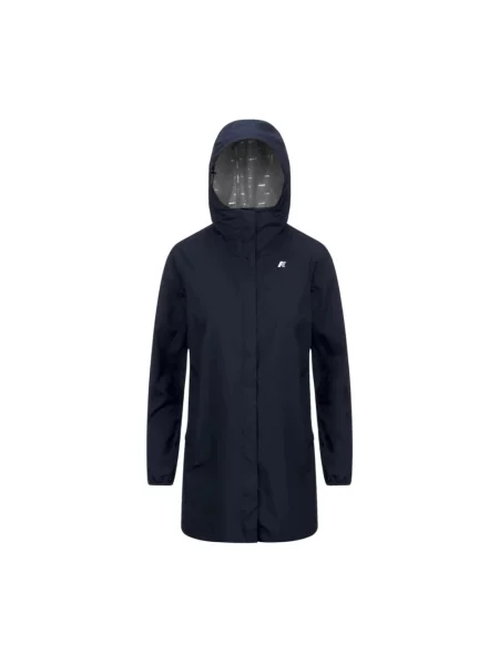 Kurtka K-way w grochy ze stretchu niebieska