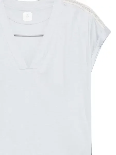 Tricou Eleventy cu decolteu în V albastru
