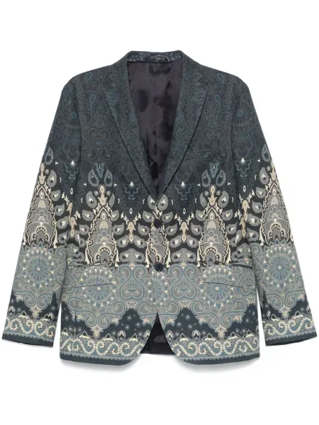 Sacou Etro cu model paisley din jacard albastru