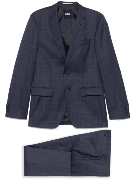 Costum Boss în carouri de costum albastru