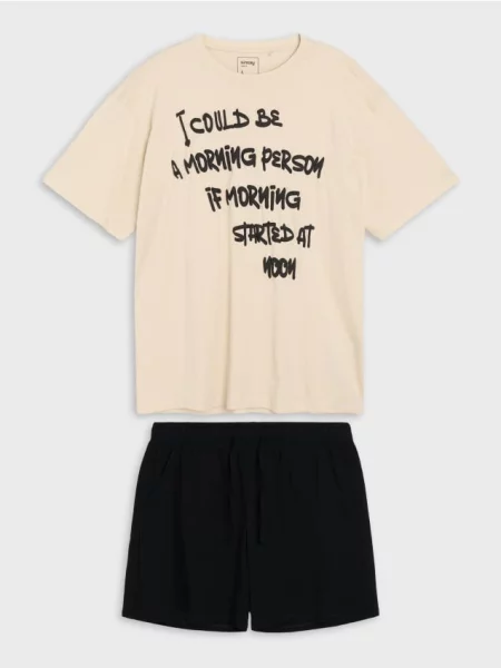 Sinsay piżama dwuczęściowa z napisem wielobarwny