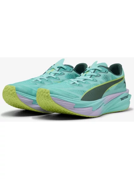 Buty do biegania Puma Deviate NITRO Elite 4 zielony wodny liliowy żółty