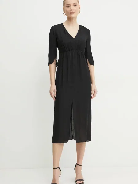 Armani Exchange rochie midi evazati negru