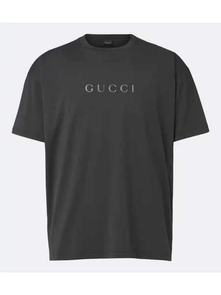 Tricou Gucci din jerseu cu autograf gri