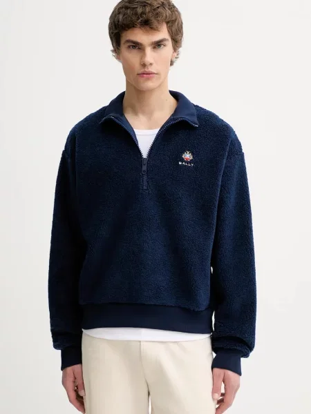 Bally hanorac din amestec de lână bleumarin cu imprimeu