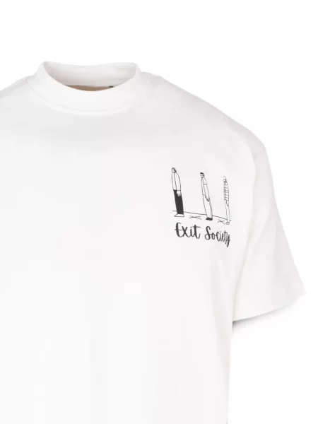 Tricou Exit Society cu imagine alb