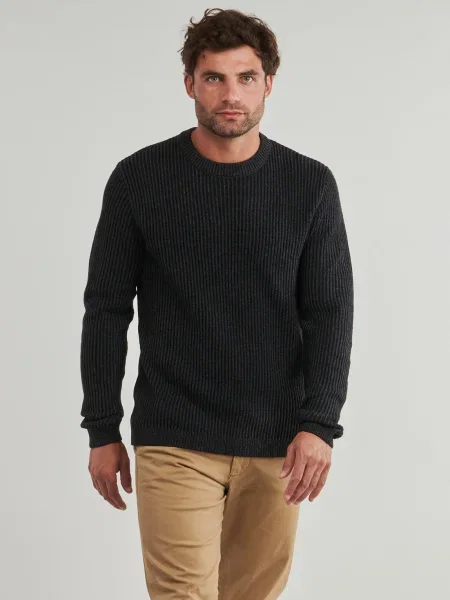 Pletený sveter Jack & Jones lopatkový krk čierna