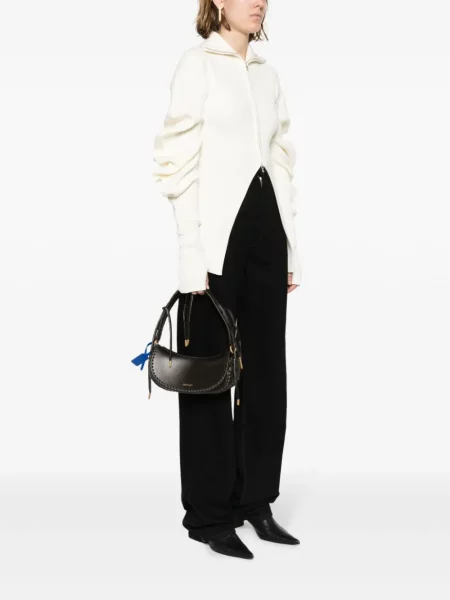 Iš natūralios odos odinė rankinė Off-white pinti balta