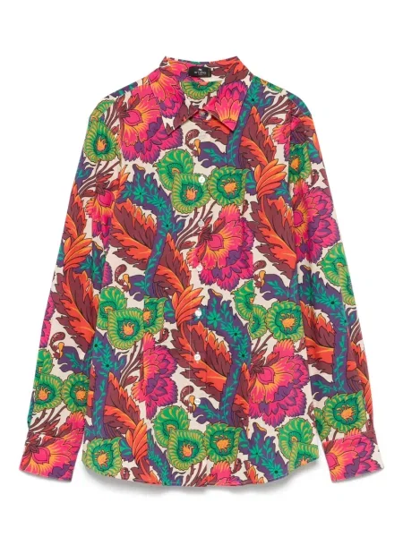 Koszula Etro w kwiatki z nadrukiem czerwona