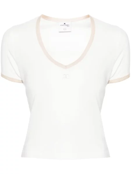 Tricou Courreges cu broderie alb