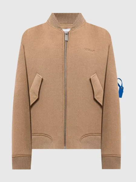 Бомбер з кашеміру з логотипом Off-white бежевий