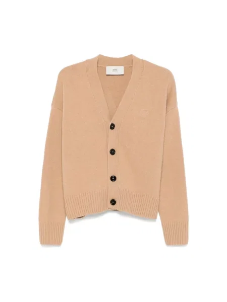 Sweter Ami Paris z kaszmiru casual beżowy