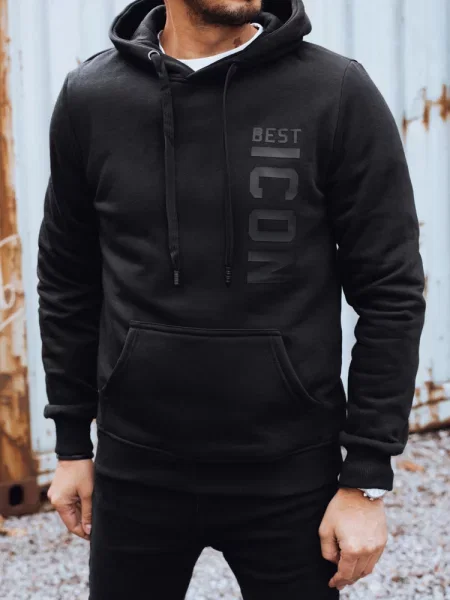 Bluza ocieplana z nadrukiem Dstreet czarna
