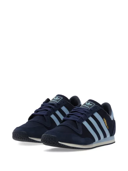 Tricou Adidas din fleece cu dungi scurt albastru