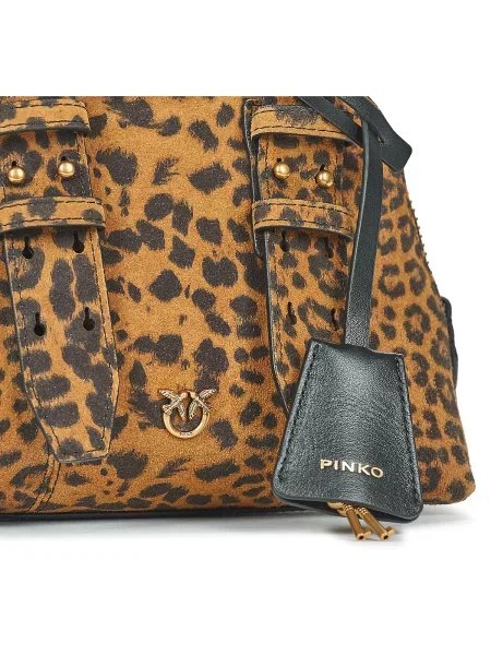 Rucsac Pinko din piele cu imagine cu model leopard maro