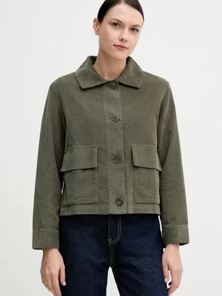 United Colors of Benetton cămașă din velur cu guler clasic regular verde