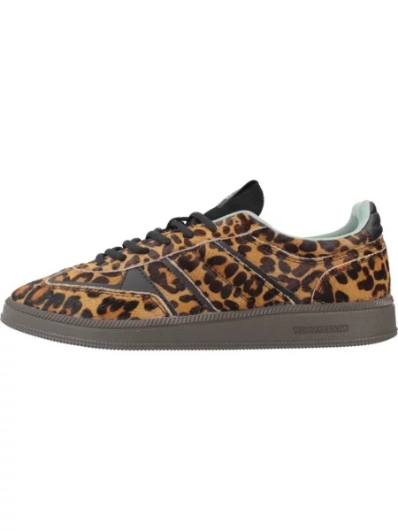 Tommy Jeans sneakersy skórzane THE GREENWICH EDGE LEOPARD brązowy