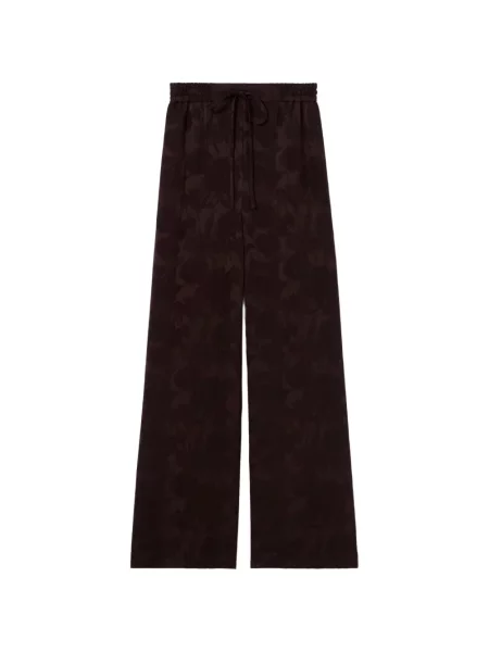 Pantaloni palazzo Claudie Pierlot cu model floral din jacard maro