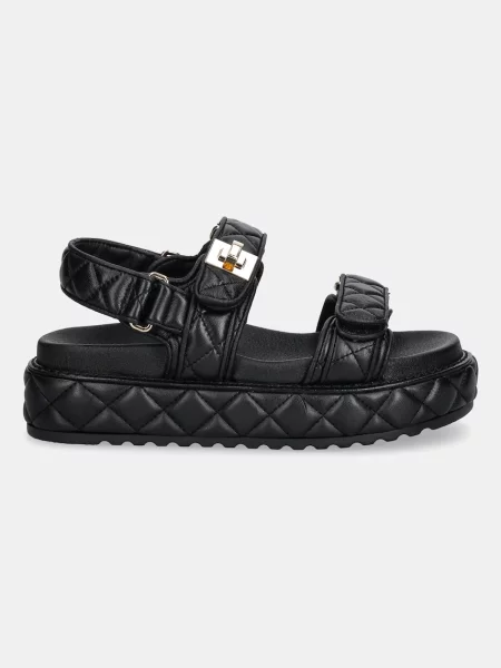 Шкіряні сандалі Steve Madden Bigmona на платформі чорний