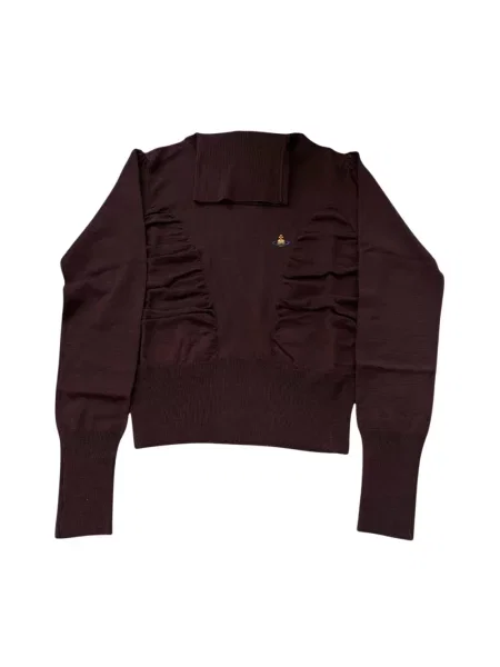 Lniany sweter z golfem Vivienne Westwood brązowy