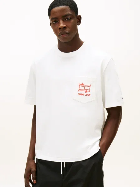 Tommy Jeans Póló narancsvörös fehér
