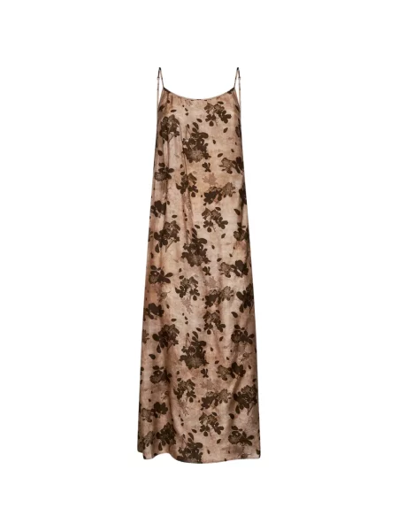 Rochie maxi Uma Wang cu model floral evazată maro