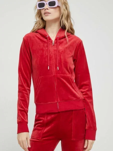 Mikina Juicy Couture Robertson s kapucí hladká červená