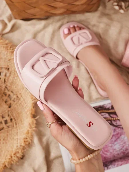 Papuci de casă Resti din piele roz