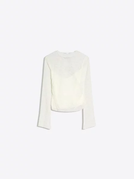 Bershka Koronkowa Koszulka Z Długim Rękawem Kobieta Xs Kremowy