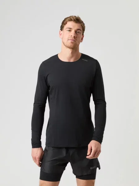 Bjorn_borg BORG RUNNING FEATHER LONG SLEEVE T-SHIRT BLACK BEAUTY czarna