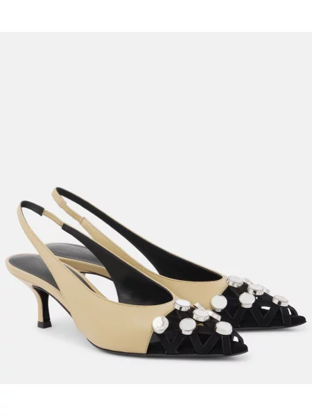 Pantofi cu toc The Attico din piele slingback bej