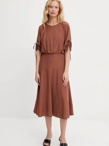 Answear Lab rochie midi evazati maro