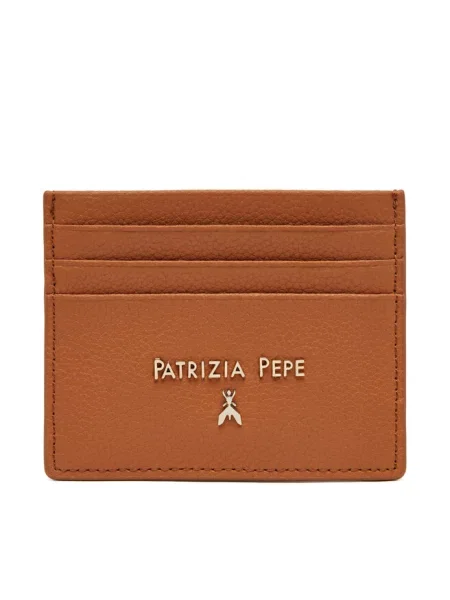 Patrizia Pepe etui na karty skórzane brązowy
