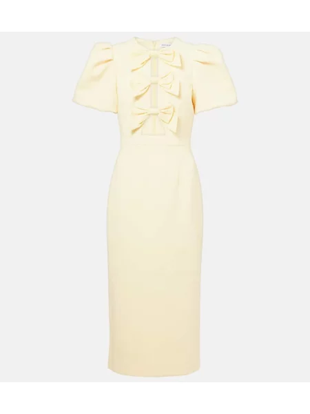 Sukienka midi Rebecca Vallance z kokardką do kolan garniturowa żółta
