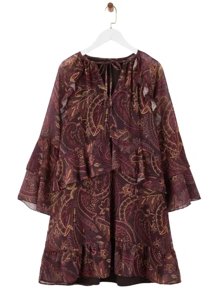 Trendyol Curve Rochie albastru închis / galben / portocaliu închis / burgundy roșu